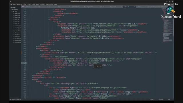 Screenshot oft Video displaying an editor window with XML code.