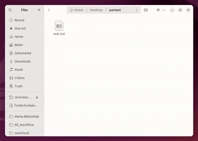 A screencast demonstrating the context menu for markdown files with a "convert" entry added